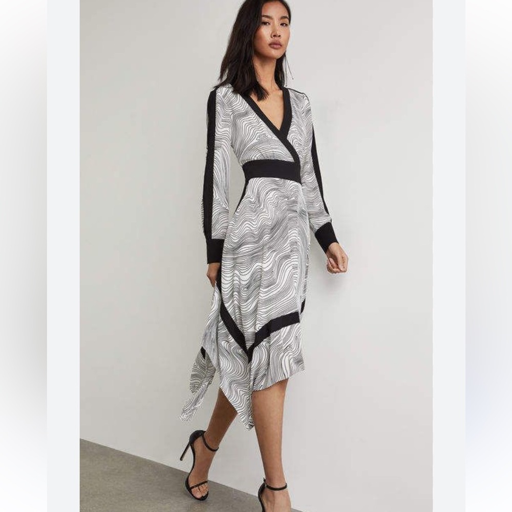 BCBG Black and White Midi Dress